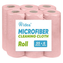 AIDEA Microfiber Cleaning Cloth 330 Sheets 6 Roll Pink Microfiber Towels for Cars Shop Rags Washable Cleaning Rags Reusable Paper Towels for Autom