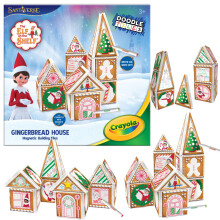 CreateOn Crayola Elf on The Shelf Honningkagehus - Magnetiske byggeflisers?t med Crayola-mark?rer Juleferie H?ndv?rksleget?j Magnetisk konstrukti