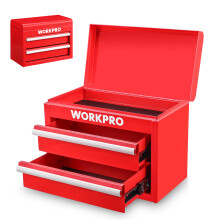 WORKPRO Mini bote outils en mtal contenant deux tiroirs avec glissires roulement billes, doublures de tiroir en PVC et pieds en PP, peti