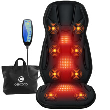 CooCoCo 8 Motors Massage s?depude Opgraderet 2X St?rre Varme Ryg Massager med Varme 5 Modes & Auto Off Ryg Massage Stol Pad til hjemmekontor brug
