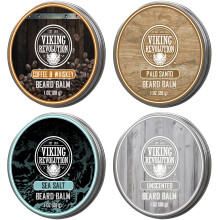 Viking Revolution - Confezione di 4 balsami da barba (1 oz ciascuno) - Caff? e whisky Palo Santo, sale marino e senza profumo - Styles rafforza e