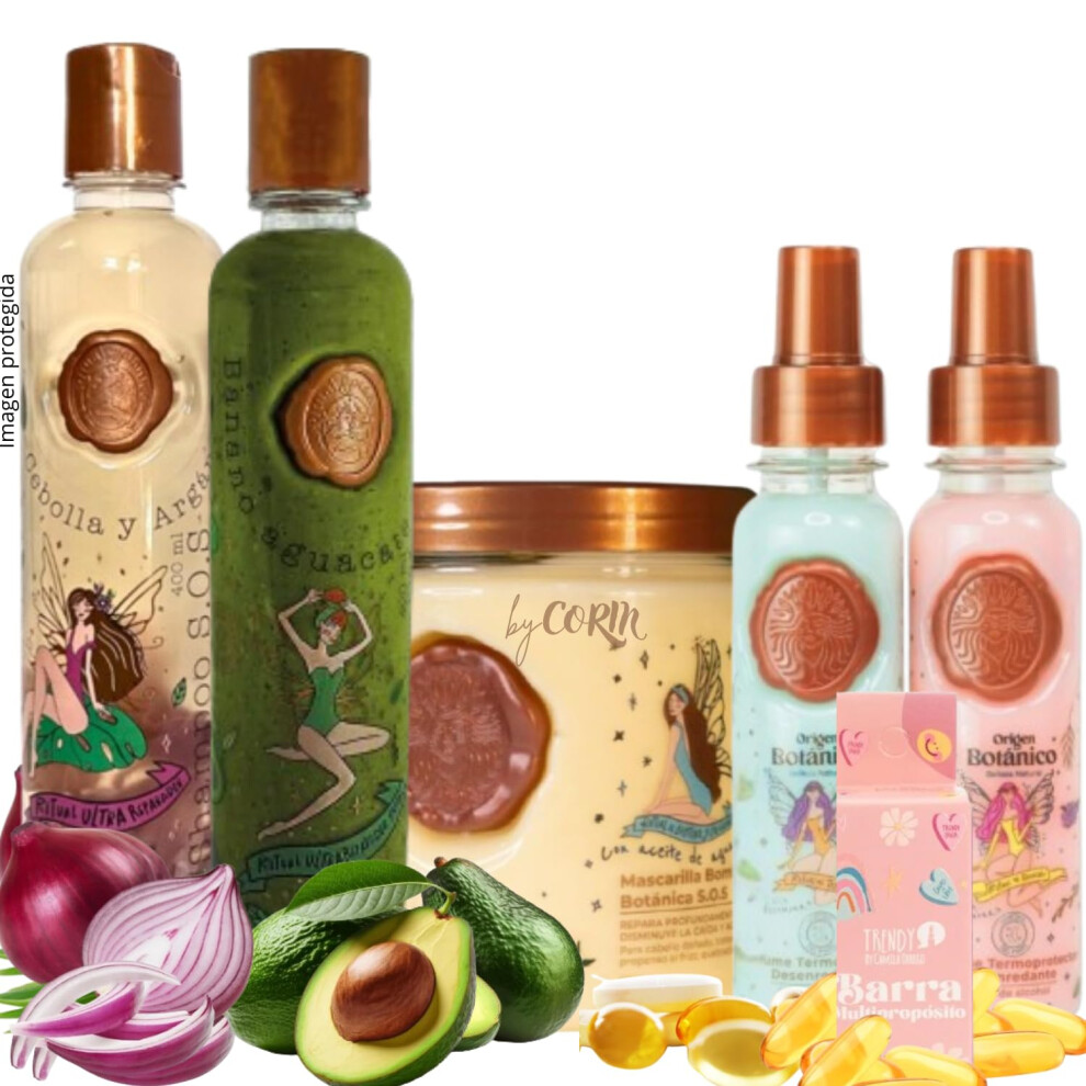 Shaeio Ritual Botanico Kit 5 Crecimiento Acelerado Y Ultra Reparador: Shampoo De Cebolla Mascarilla Para El Cabello Acondicionador Intensivo Plex Duo Hea