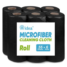 AIDEA Microfiber Cleaning Cloth 330 Sheets 6 Roll Black Microfiber Towels for Cars Shop Rags Washable Cleaning Rags Reusable Paper Towels for Auto