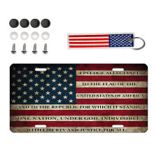 Drapeau amricain des tats-Unis Serment d'allgeance Conu sur mesure en aluminium 4 trous Plaque d'immatriculation fantaisie toiles et rayures