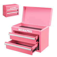 WORKPRO Mini bote outils en mtal contenant deux tiroirs avec glissires roulement billes, doublures de tiroir en PVC et pieds en PP, peti