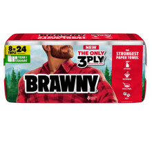 Brawny Tear-A-Square 3-laags papieren handdoeken 8 drievoudige rollen = 24 gewone rollen Sterk absorberend en duurzaam met 3 velformaten (kwart halfv