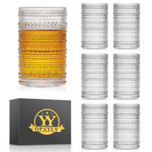 OPAYLY Hobnail juomalasit Highball Glasses Set 6 kpl 12oZ kohokuvioitu Vintage juomavesi Cocktail Viski Juomat Mehu Maito Soda Lahja miehille Naisten