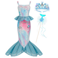 Costume da sirena per ragazze Abito da sirenetta Abito da principessa per ragazze 3-12 come regalo di compleanno