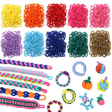DDAI Armband maken van speelgoed Navullussen Elastische stoffen band - Kunst- en handwerkset voor kinderen Weefgetouwarmbandenset 1000+ Kleurrijke st