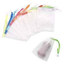 Bolsa de malla para jabn, 10 unidades, exfoliante, de espuma, suave, con cordn para ducha.