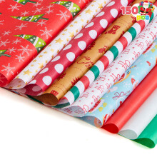 Joiedomi 150 vellen kerstvloeipapier, gesorteerd ontwerp; Gemakkelijk en snel cadeauverpakkingsaccessoire Perfect voor cadeaudozen, kerstcadeauverpak