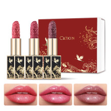 Set regalo di rossetti Catkin per donna, copertura totale, finitura brillante e luminosa, a lunga durata, senza peso, con texture cremosa idratan
