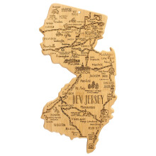 Totally Bamboo Destination New Jersey State Shaped Cutting Board Charcuterie en Kaas Serveerplank - New Jersey Cadeau voor thuisdecoratie of dagelijk