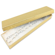 TheDisplayGuys - Paquet de 25 coffrets cadeaux/coffrets bijoux en carton kraft #82 avec. Rembourrage et couvercle en coton - Feuille d'or - (8,