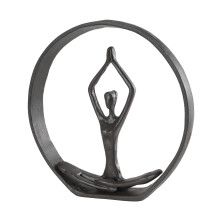 Danya B. ZI17195 Circle Iron Sculpture with Figurine in Yoga Pose - Namaste Spiritual Home Décor - Great Gift Idea for Yoga Lovers