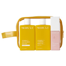 MEDIX Vitamine C Cr?me + Wash + Hyaluronzuur Serum 3PC Reisset Huidverzorgingsset - Vitamine C Bodylotion & Body Wash + 3% Hyaluronzuur Serum Hui