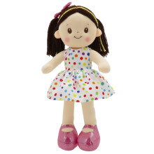 Linzy Toys 16 inch kleurrijke stip Adalyn zachte pluche lappenpop voor meisjes - gevulde slaapknuffelbuddy voor peuters zuigelingen baby's - schattig