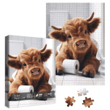 Divertenti Puzzle di Mucca delle Highland per Adulti 1000 Pezzi Simpatici Animali Bagno Bovini Jigsaw Puzzle Art Impegnativo Carta Igienica Vitel