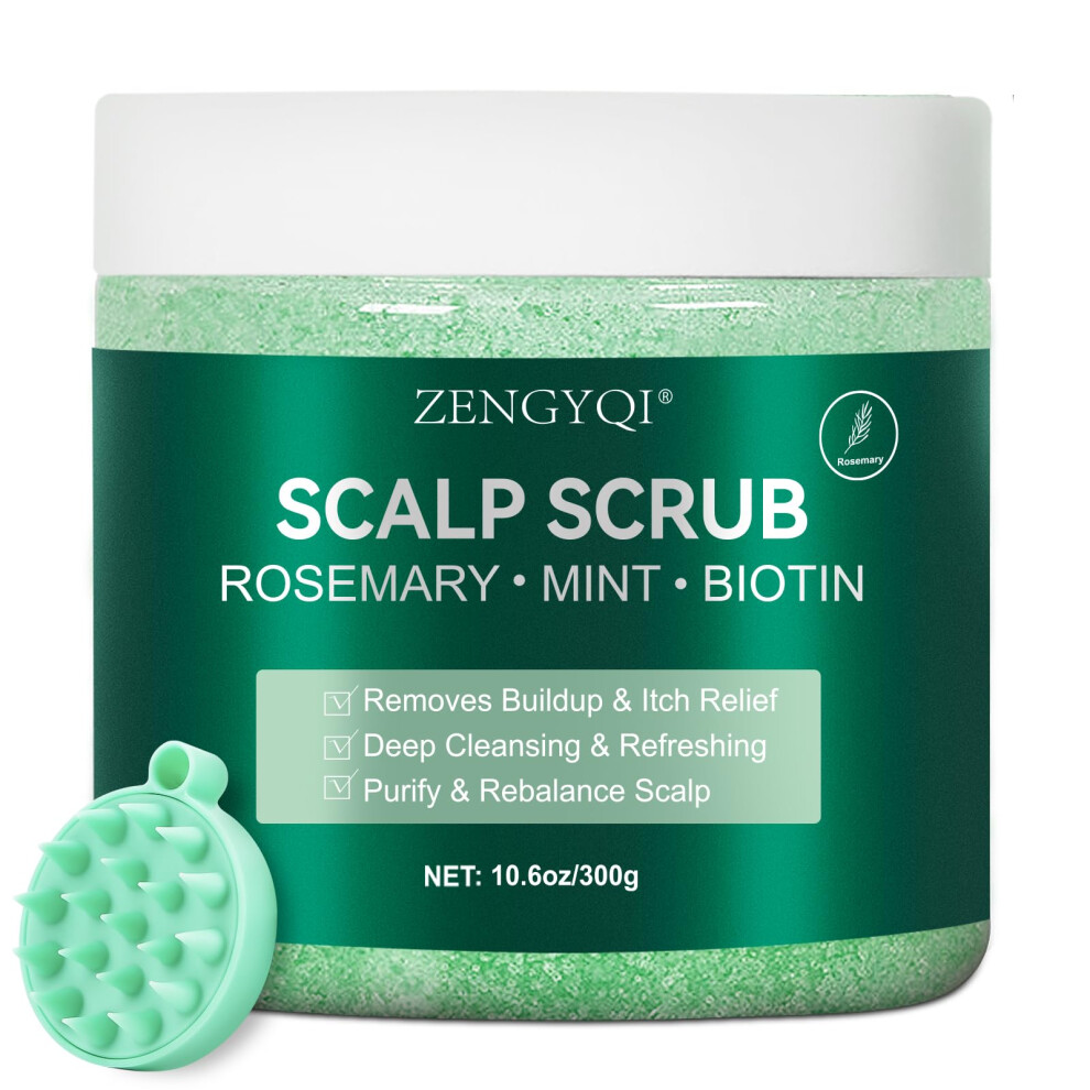 Zengyqi Scalp Scrub Rosemary & Mint Oil & Biotin Scalp Exfoliator Scrub Shampoo With Silicone Cleansing Massager Hair Treatment For Itchy Scalp Dandruff &
