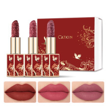 Catkin l?bestift gaves?t til kvinder fuld d?kning fl?jl semi-mat finish Langtidsholdbar V?gtl?s med fugtgivende glat cremet tekstur 0,13 oz x 3 s