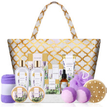 Spa Luxetique presentkorgar fr kvinnor - 15 st lavendelbad och kroppsset inklusive duschgel Bubbelbad Hudvrdsset fr hennes jubileum Julklappar