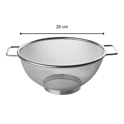 Fackelmann Colander with Fine Mesh,Stainless Steel, Silver, 26 cm 2