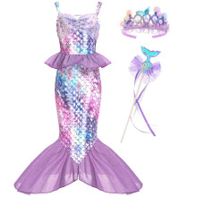 Costume da sirena per ragazze Abito da sirenetta Abito da principessa per ragazze 3-12 come regalo di compleanno