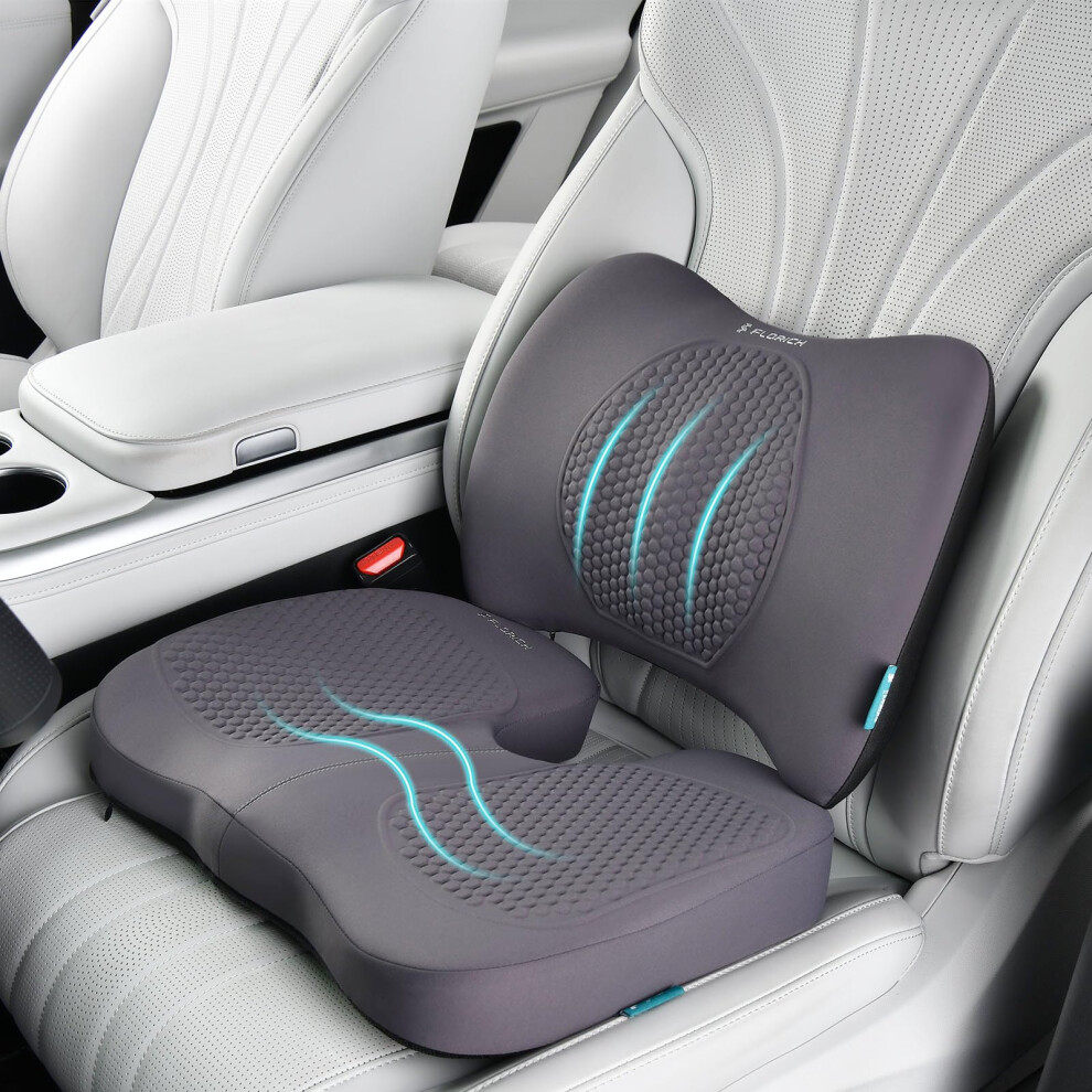 Florich Car Seat Cushion And Back Support For Office Chair Memory Foam Chair Cushions Pressure Relief Seat Pads With Gel Massage Point Lumbar Support 768834687520