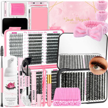 QUKLOGEN DIY Wimpernverlängerungsset mit 930 D Curl Wispy Lashes, Bond & Seal und Entferner
