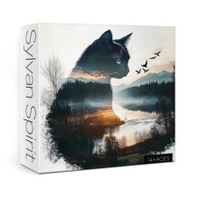 Art Forest Cat Puzzle per Adulti 1000 Pezzi Impegnativo Pianta di Montagna Albero Gattino Puzzle Difficile Animale Gattino Pittura Scenica Puzzle