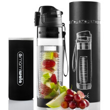 MAMI WATA Fruktinfusionsflaska - 24 oz - Tritan-plast - Unik stilren design - E-bok med recept