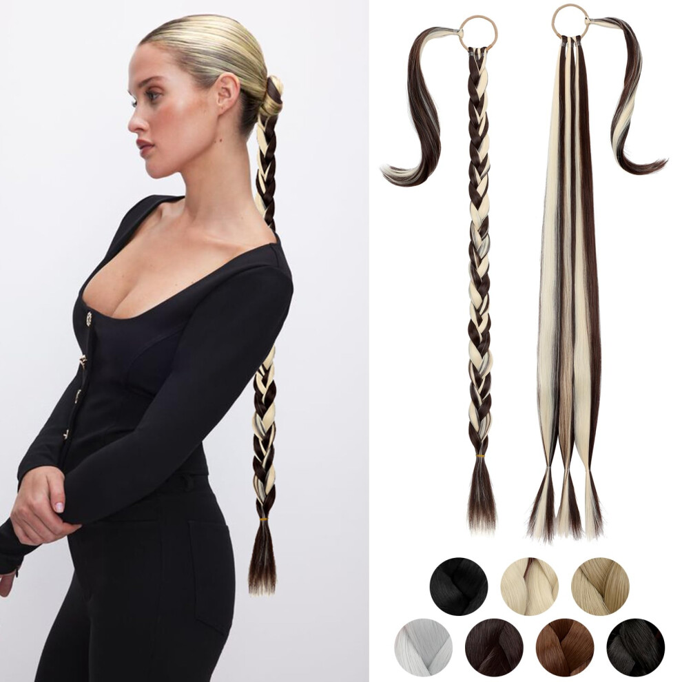 Cephermer Unisex Long Braid Ponytail Extension With Hair Tie Straight Sleek Wrap Around Hair Extensions Pony Tail Natural Synthetic Hairpieces For Women 30