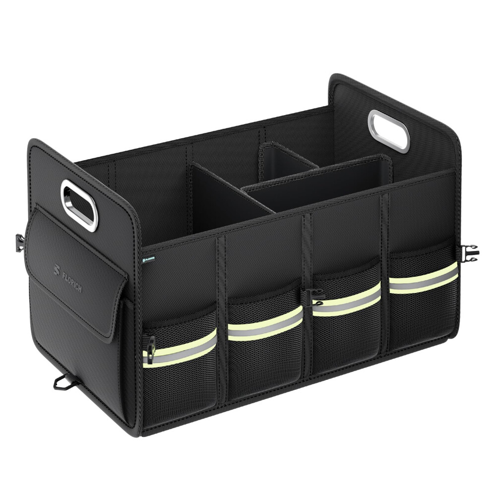 Florich Trunk Organizer For Suv Premium Waterproof Car Organizers And Storage Collapsible Multi-Compartment Truck Organizer Back Seat Storage For C 768781599846