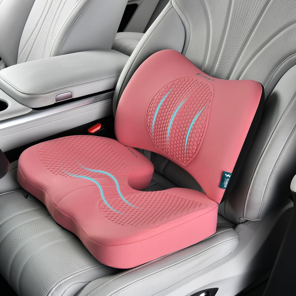 Florich Car Seat Cushion And Back Support For Office Chair Memory Foam Chair Cushions Pressure Relief Seat Pads With Gel Massage Point Lumbar Support 768904080565