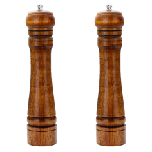 Wooden Pepper Mills With Ceramic Rotor, Solid Oak Wood Spice Grinder Adjustable Coarseness From Fine To Coarse, Ideal For Kitchen Amateurs To Professi