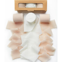 JEDIA Herfstlint 3 Rollen Champagne Beige Chiffon Zijden Linten 1,5"" x 7Yd Bloemenlint Set voor Cadeauverpakking Huwelijksuitnodigingen Bloemboeket B