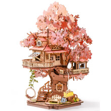 ROBOTIME DIY miniatuurhuissets voor volwassenen 3D houten puzzels voor tieners Japanse kersenbloesemboom Sakura bonsaiplanten voor verjaardagscadeaus