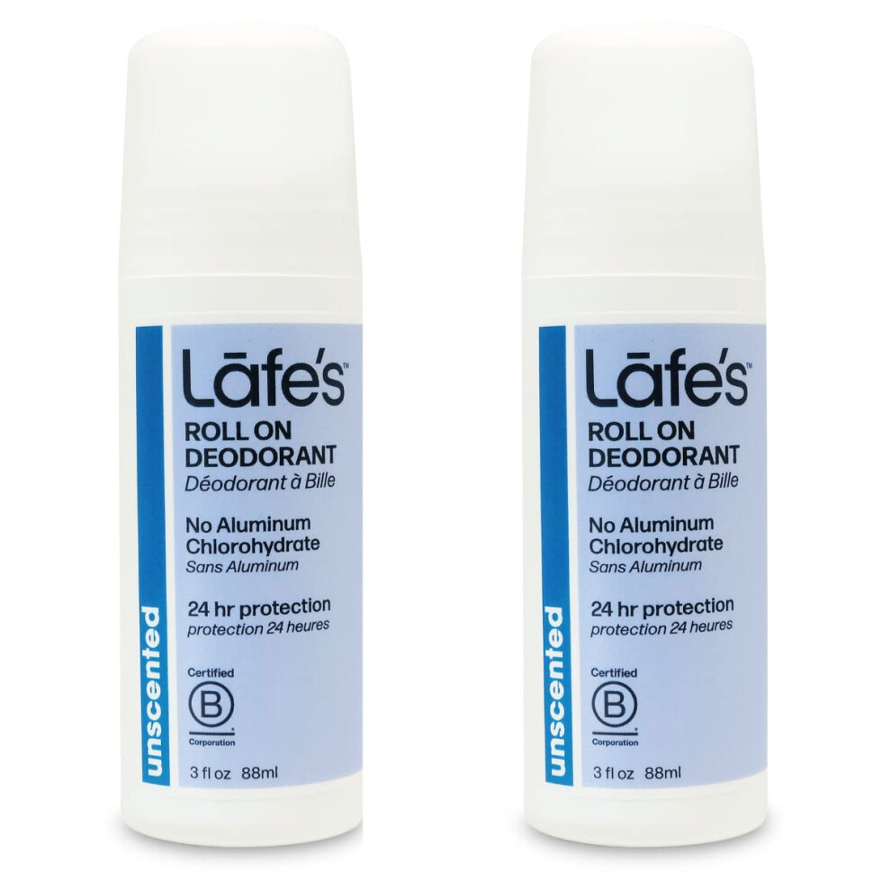 Lafe's Natural Deodorant | 3Oz Roll-On Aluminum Free Natural Deodorant | Paraben Free & Baking Soda Free With 24-Hour Protection | Unscented | 2 Pack