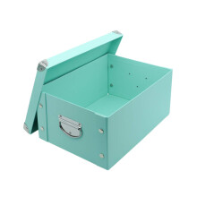 GUOZI Collapsible Storage Box Decorative Memory Box with Lid & Metal Reinforced Corners Cardboard File Bin with Handles Organizer Gift Box for Kee