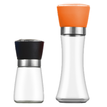 Moulin à sel et poivre en verre transparent et résistant, avec poignées manuelles, design innovant et anticorrosion (lot de 4).