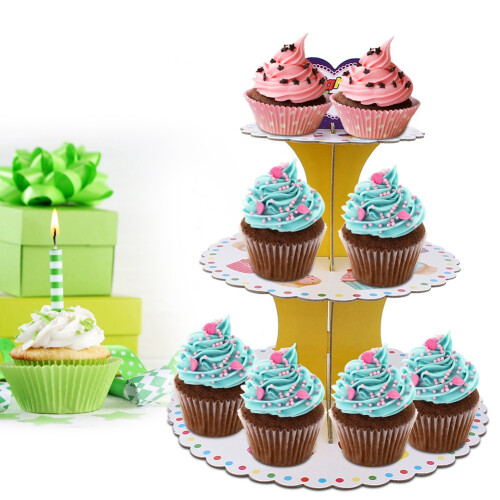 Ανθεκτική και αξιόπιστη βάση για cupcakes, με σχέδιο πουά που φέρνει χαρά στην 2