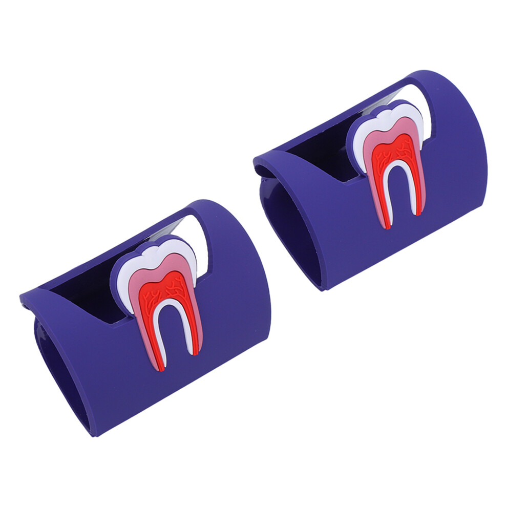 Teeth Shape Dental Card Holder 2pcs Phone Stand for Clinic & Dentist Use Purple