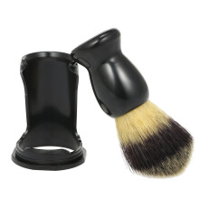 Herren Nassrasierpinsel & Halter Set - Kunststoff, Schwarz, 10,5 cm