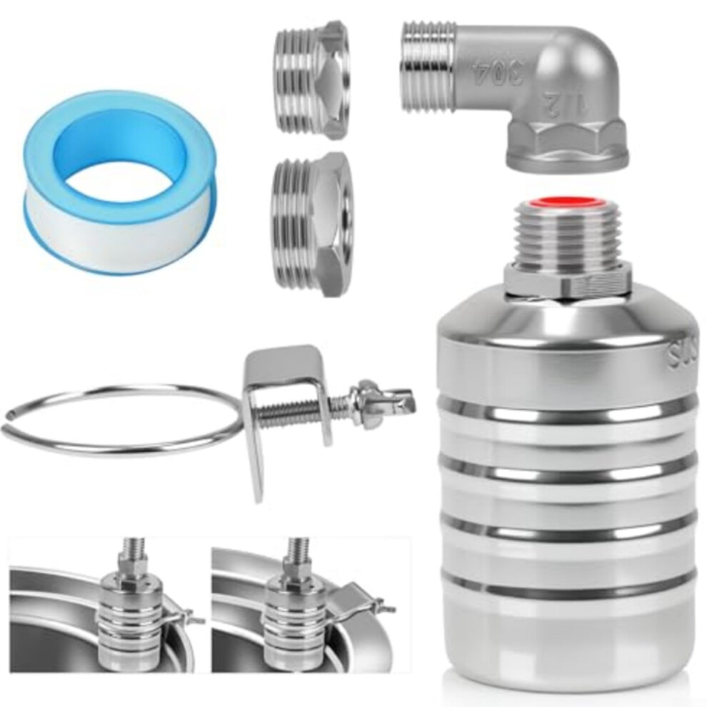 Float Valve, 304 Stainless Steel 1/2Inch To 3/4Inch Auto Fill Shut Off Water Float Valves Fully Automatic Water Level Control 9105992155583