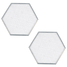 Hexagonal Shape Glass Coaster, Vintage Artwork Display with Heat-resistant Brass Edge for Home Decoration