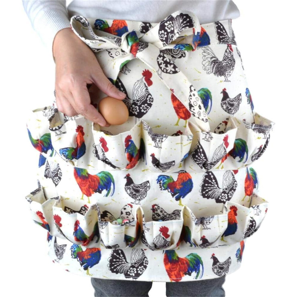 Farmhouse Egg Apron, 12 Secure Pockets For Chicken And Duck Eggs, Hands-Free Egg Gathering, Versatile For Farm Or Kitchen, Fashionable Design, Adjusta 9318128958013
