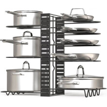 Flexibles Pfannenregal, 8-stufiger Pfannenorganizer für multifunktionale Aufbewahrung, DIY-Schrankorganizer für individuell anpassbaren Stauraum