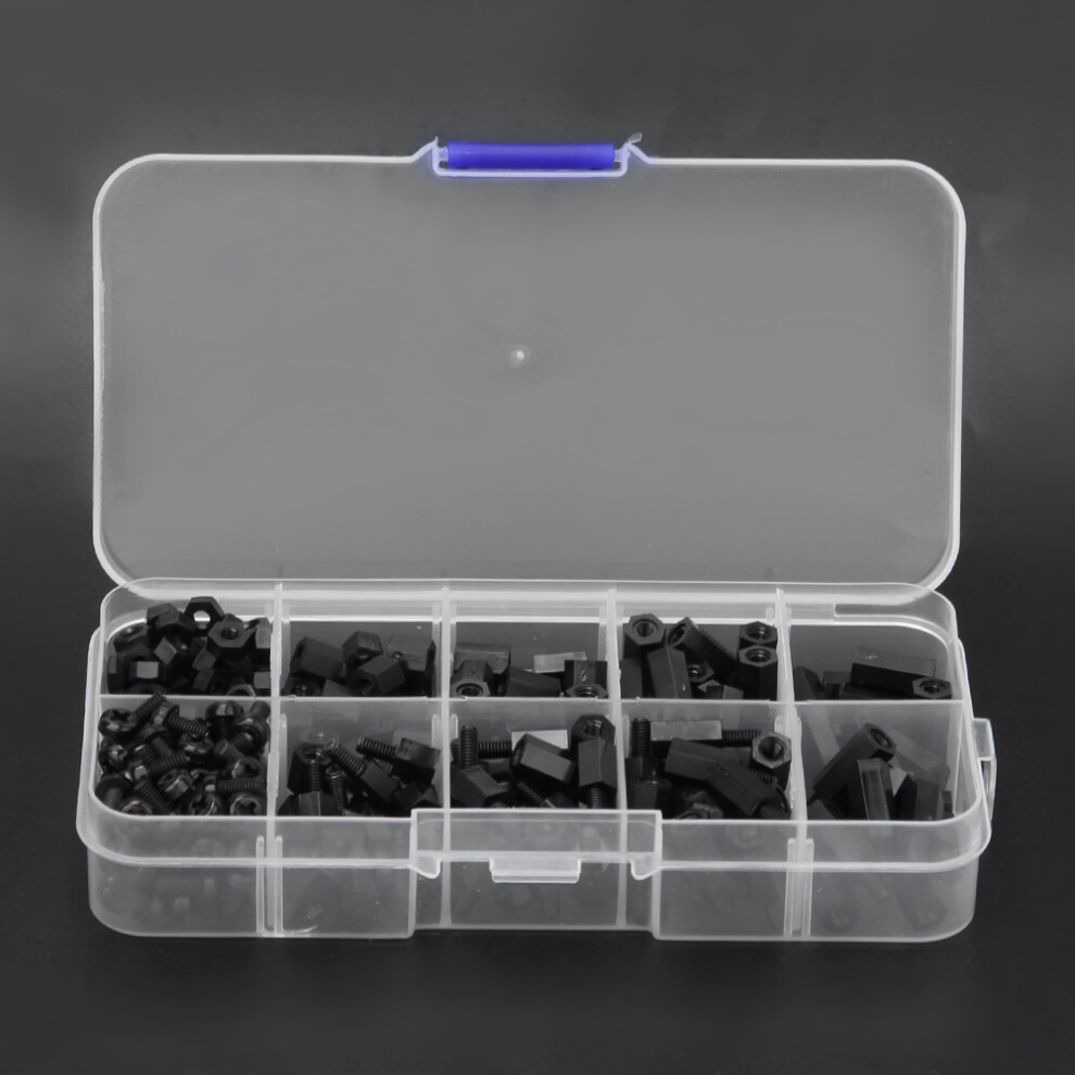 300 Pcs Nylon M3 Standoff Nut Screws Kit, Black, Multiple Purposes 4651362493526
