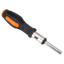 Straight Ratchet Screwdriver Handle with Magnetic Base and Ergonomic Grip, 6.35mm (/4") Bit Holder for Standard Screwdriver Bits and Extension Rods