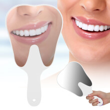 Cute Tooth-Shaped Dental Mirror with Handle - White Durable & Eco-Friendly